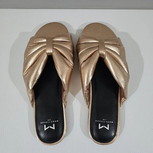 Marc Fisher LTD Olita Puffy Slide Sandal Women 8.5 Rose Gold Leather Slip On NEW - Picture 10 of 15